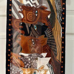 NWT LAUREL BURCH Silk Moroccan Mares Oblong Scarf